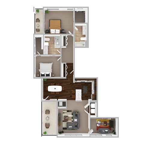 Floor plan for 2 beds, 2 baths, 1589 sqft